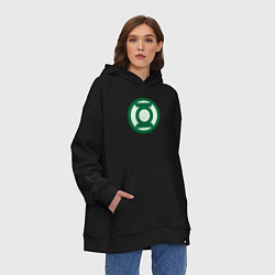 Толстовка-худи оверсайз Green lantern logo, цвет: черный — фото 2