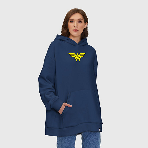 Худи оверсайз Wonder woman logo / Тёмно-синий – фото 3
