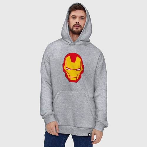 Худи оверсайз Iron man logo / Меланж – фото 4
