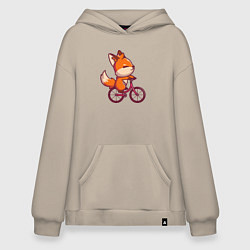 Толстовка-худи оверсайз Лисичка на велике, цвет: миндальный