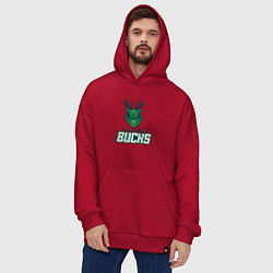 Толстовка-худи оверсайз Milwaukee Bucks NBA, цвет: красный — фото 2