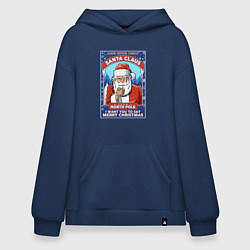 Толстовка-худи оверсайз Santa Claus north pole, цвет: тёмно-синий