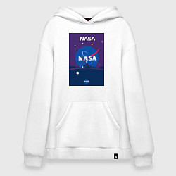Толстовка-худи оверсайз NASA фиолетовый плакат, цвет: белый