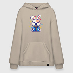 Худи оверсайз Радостный зайчик с подарком
