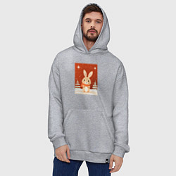 Толстовка-худи оверсайз Снежный милый кролик, цвет: меланж — фото 2