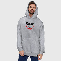 Толстовка-худи оверсайз Хит Леджер лицо джокера, цвет: меланж — фото 2