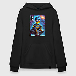 Толстовка-худи оверсайз Batbart - ai art fantasy, цвет: черный