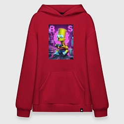 Толстовка-худи оверсайз Bart Simpson - cool gamer, цвет: красный