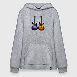 Толстовка-худи оверсайз Яркие гитары, цвет: меланж