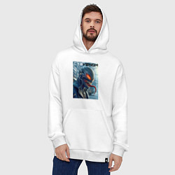 Толстовка-худи оверсайз Перерождение ядовитой слизи в киберпанк - Веном, цвет: белый — фото 2