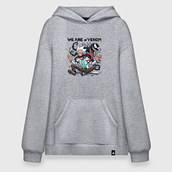 Толстовка-худи оверсайз Веном вселился в Рика Санчеса - нейроарт, цвет: меланж