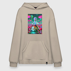 Худи оверсайз Рик на космическом мотоцикле - нейроарт