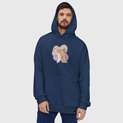 Толстовка-худи оверсайз Лиса с улыбающимся выражением морды, цвет: тёмно-синий — фото 2