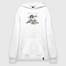 Худи оверсайз Мопс летчик на сове и с пиццей