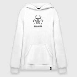 Толстовка-худи оверсайз Biohazard черно белый, цвет: белый