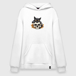 Худи оверсайз Кошка обнимает череп