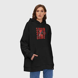 Толстовка-худи оверсайз Squid squid game, цвет: черный — фото 2