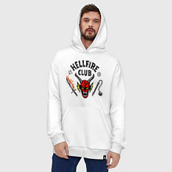 Толстовка-худи оверсайз Stranger things - hellfire club, цвет: белый — фото 2