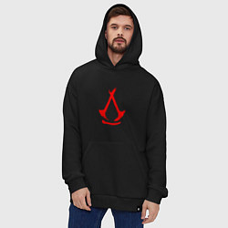 Толстовка-худи оверсайз Assassins creed - shadows logotype, цвет: черный — фото 2