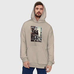 Толстовка-худи оверсайз Dude bull terrier is a New Yorker, цвет: миндальный — фото 2