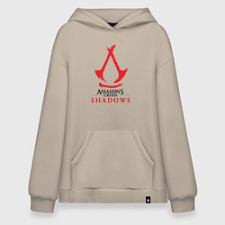 Толстовка-худи оверсайз Assassins Creed Shadows - badge, цвет: миндальный