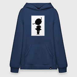 Толстовка-худи оверсайз Силуэт поцелуй она - для пары, цвет: тёмно-синий