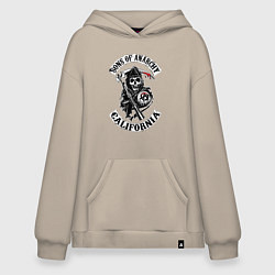 Толстовка-худи оверсайз Sons of anarchy - logo, цвет: миндальный