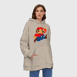Толстовка-худи оверсайз Mario 8 bit, цвет: миндальный — фото 2