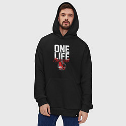 Толстовка-худи оверсайз One life many fight, цвет: черный — фото 2