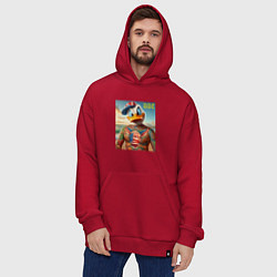 Толстовка-худи оверсайз Donald Duck Trump - meme, цвет: красный — фото 2