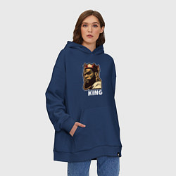 Толстовка-худи оверсайз Король Леброн Джеймс, цвет: тёмно-синий — фото 2