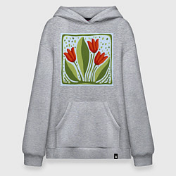 Худи оверсайз Цветущие тюльпаны