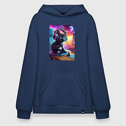 Худи оверсайз Котёнок в наушниках и мышка