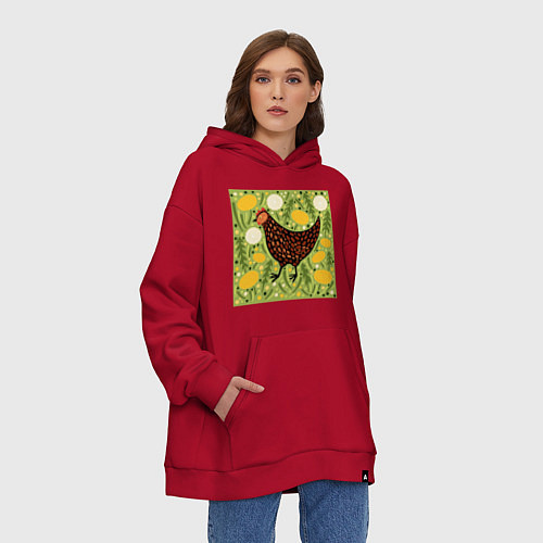 Худи оверсайз Курочка ряба / Красный – фото 3