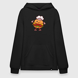 Толстовка-худи оверсайз Повар бургер, цвет: черный