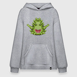 Толстовка-худи оверсайз Cartoon monster with spikes green, цвет: меланж