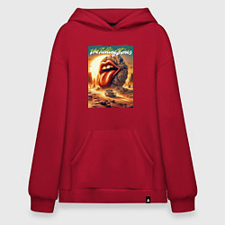 Толстовка-худи оверсайз Rolling Stones - stylization of the logo, цвет: красный