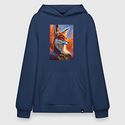 Толстовка-худи оверсайз Fox fashionista - ai art fantasy, цвет: тёмно-синий