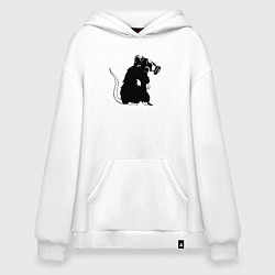 Толстовка-худи оверсайз Gas rat, цвет: белый