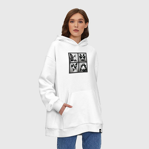 Худи оверсайз Кролик в фотобудке / Белый – фото 3