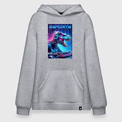 Худи оверсайз Tyrannosaurus is esports player - neon glow