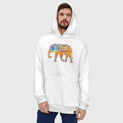 Толстовка-худи оверсайз Батик слон индийский, цвет: белый — фото 2