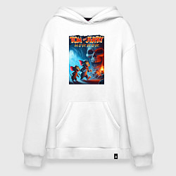 Толстовка-худи оверсайз Tom and Jerry - horror fantasy, цвет: белый