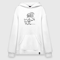 Толстовка-худи оверсайз Нирвана - рисунок черный, цвет: белый