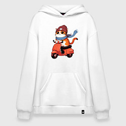 Худи оверсайз Кот в шапке на скутере