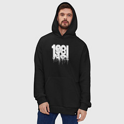 Толстовка-худи оверсайз 1984 белые капли, цвет: черный — фото 2