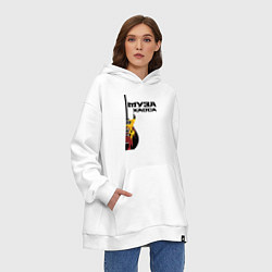 Толстовка-худи оверсайз Муза хаоса рок, цвет: белый — фото 2
