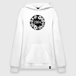 Толстовка-худи оверсайз Цветы 2004, цвет: белый