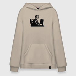 Толстовка-худи оверсайз Грустный офисный планктон, цвет: миндальный