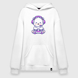 Толстовка-худи оверсайз Белый медведь геймер, цвет: белый